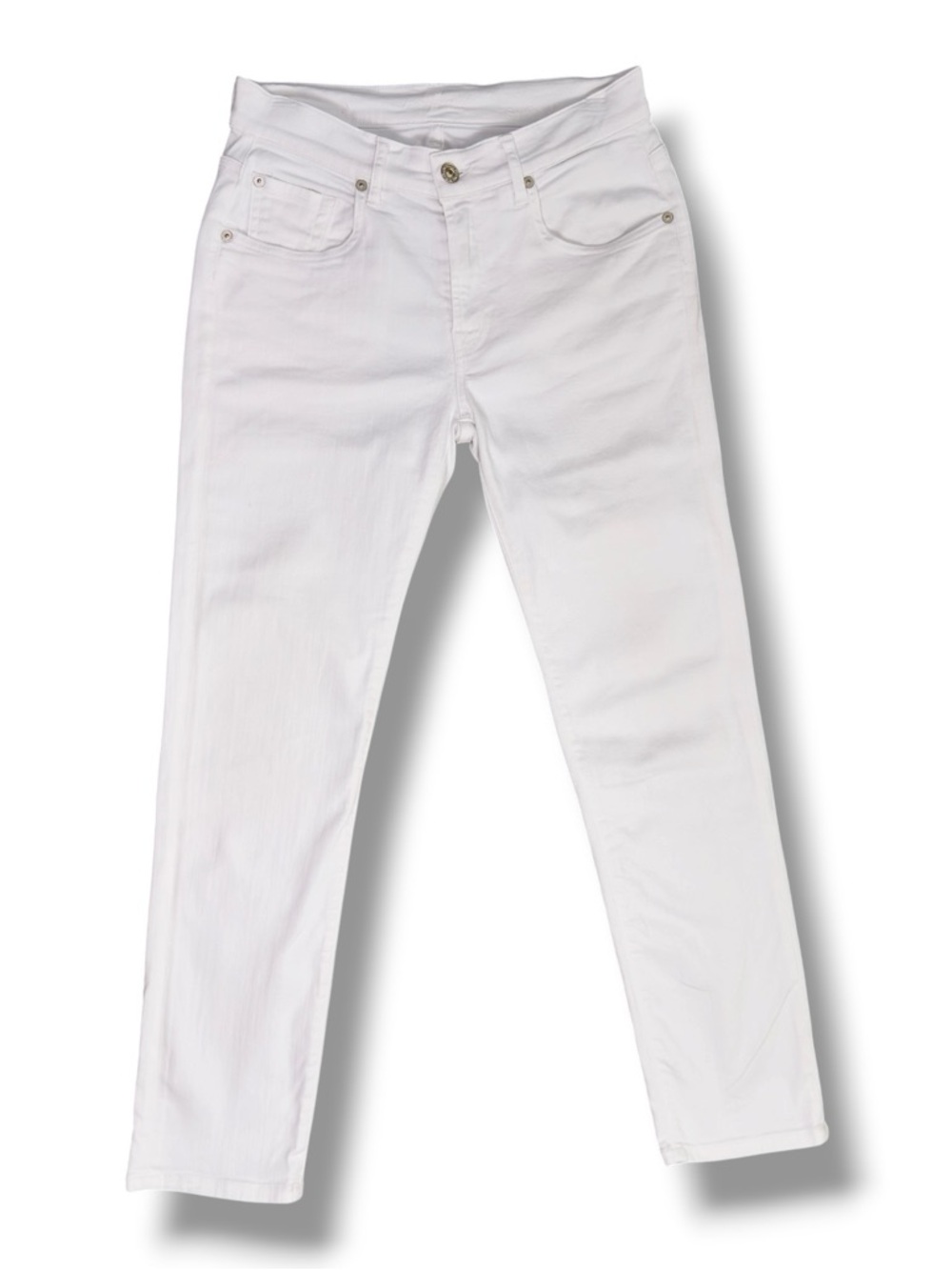 7 For All Mankind Women’s Cropped Relaxed Skinny White Jeans